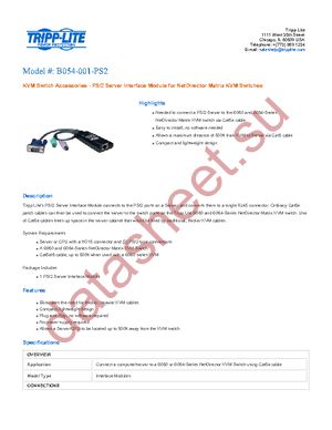 B054-001-PS2 datasheet  